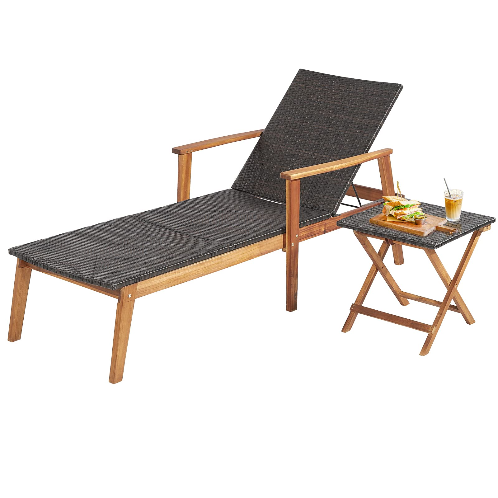 2 Piece Patio Chaise Lounge & Table Set - Tangkula